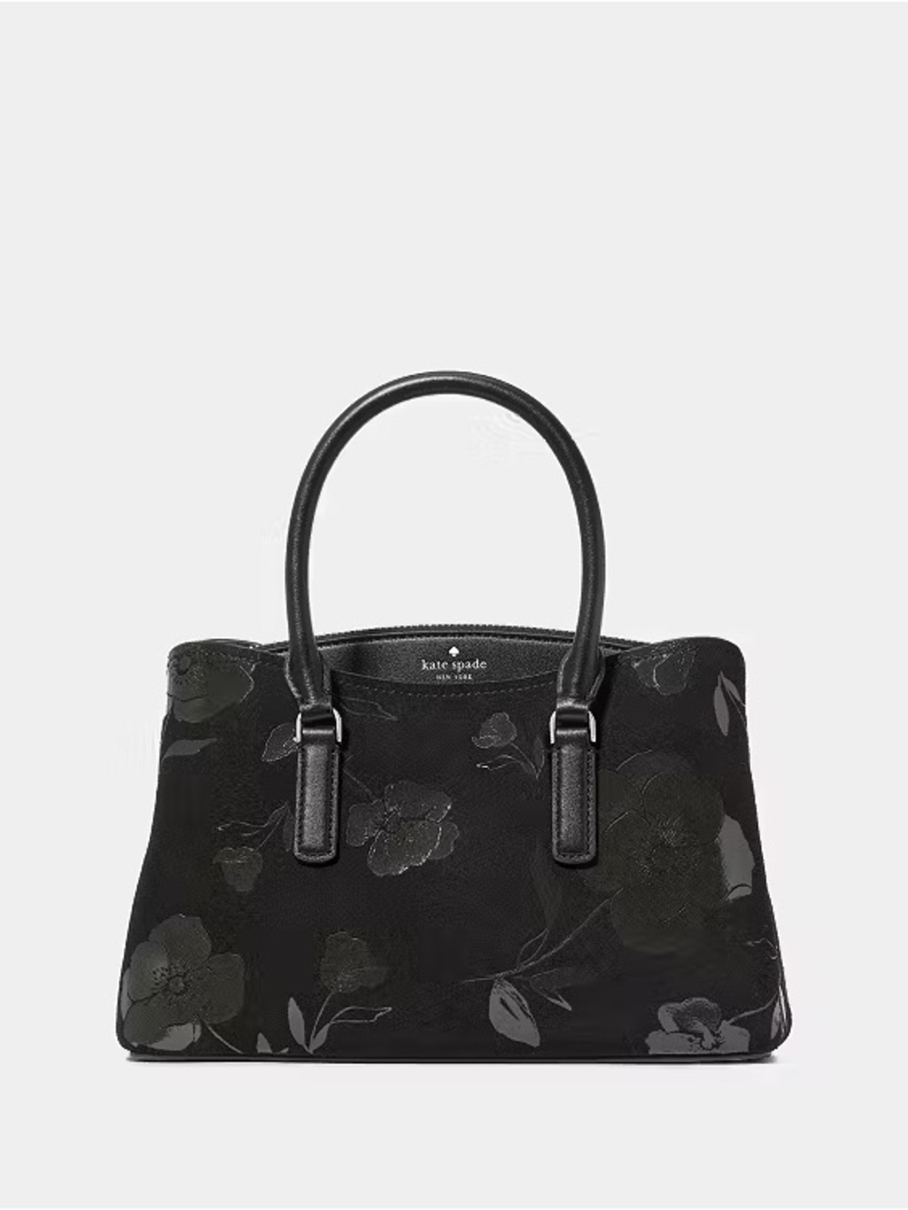 ♠️Kate Spade New York Thompson Street Floral Suede Small Satchel Bag, Black NWT